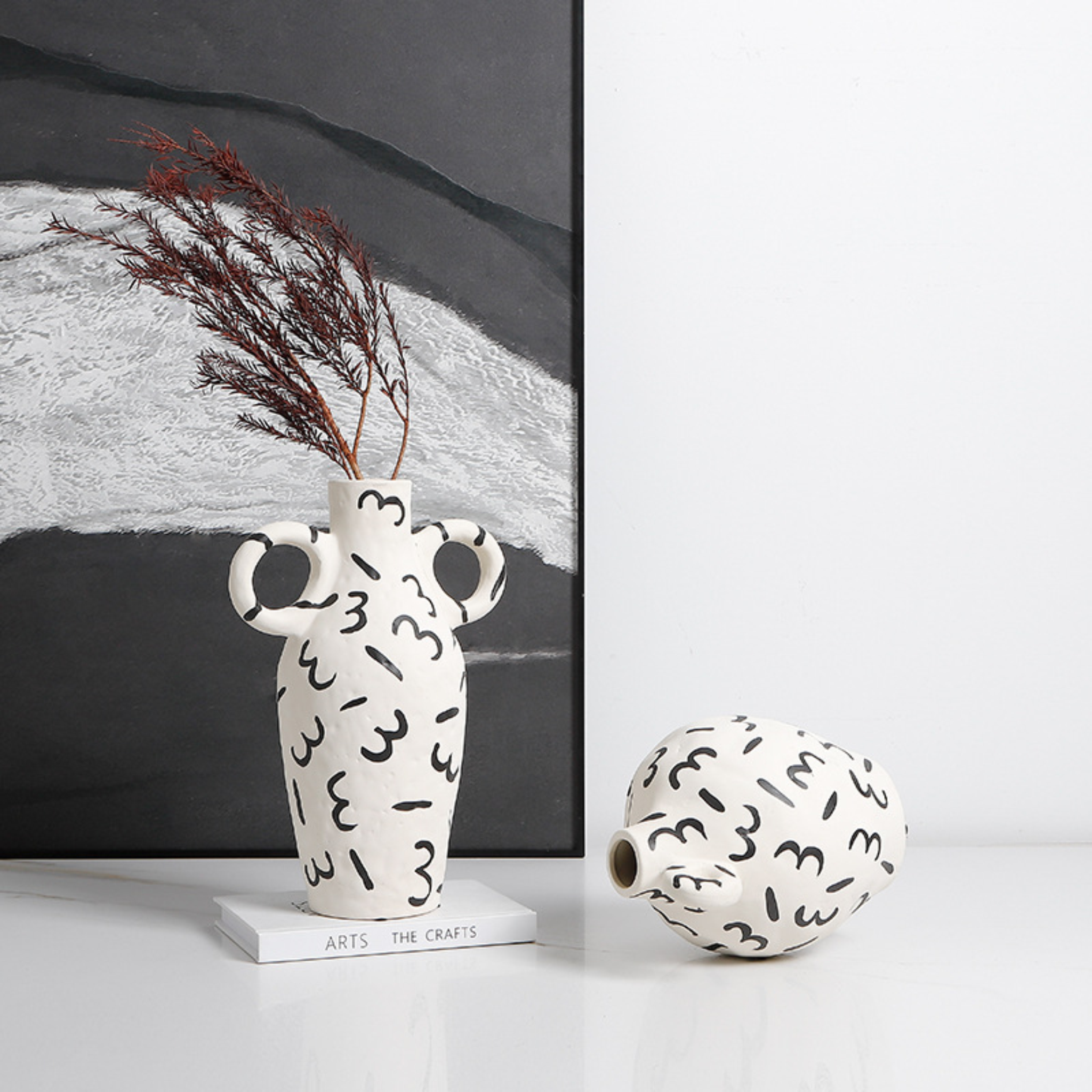 Zebra Amphora Vase